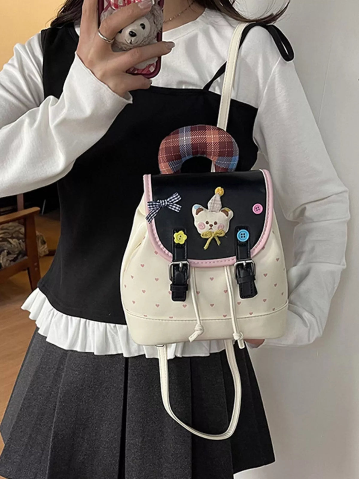 Cartoon Bear Decorated Backpack Bag - Lilixa.store
