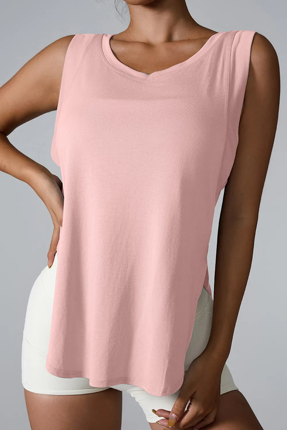 Slit Round Neck Active Tank - Lilixa.store
