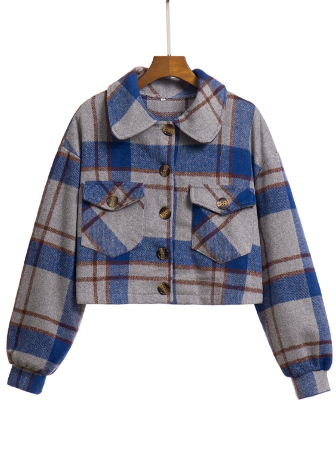 Plaid Button Front Jacket with Pockets, view 12