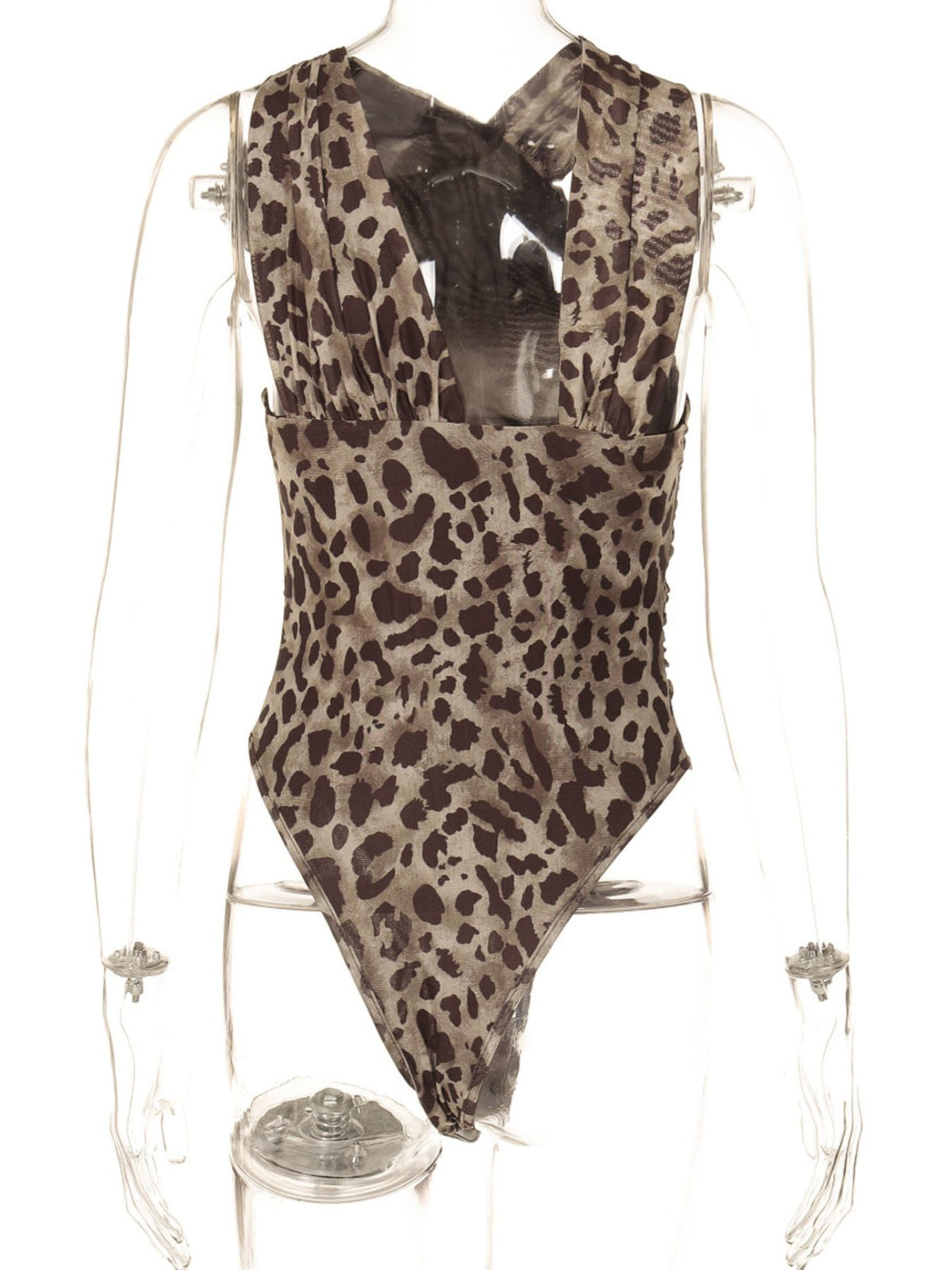 Asymmetrical Neck Leopard Bodysuit - Lilixa.store