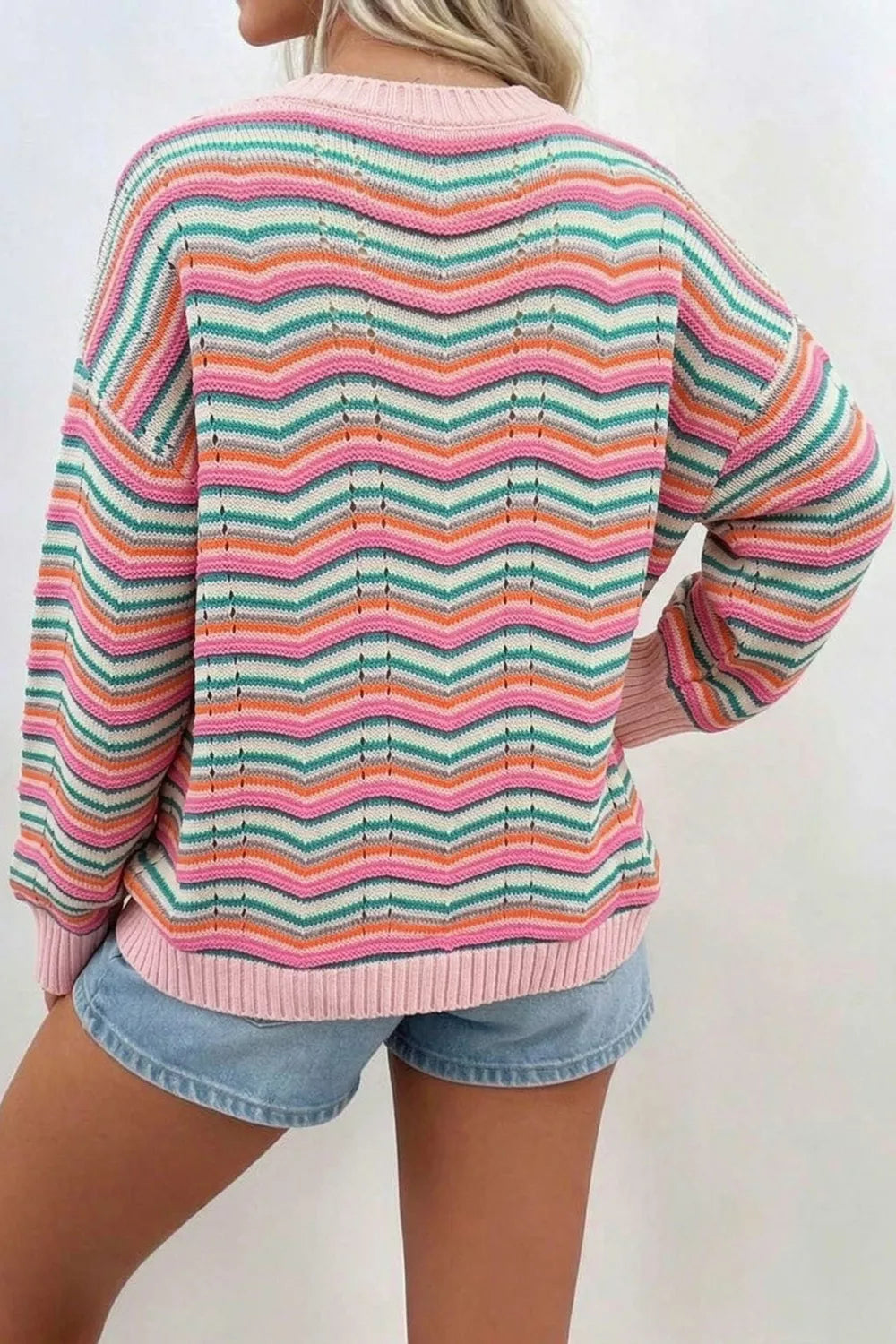 Chevron Striped Knit Sweater - Lilixa.store