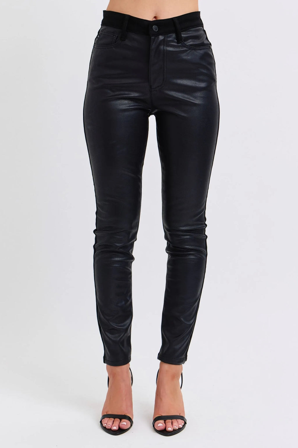 Judy Blue Plus Size HW Faux Leather Skinny Pants - Lilixa.store