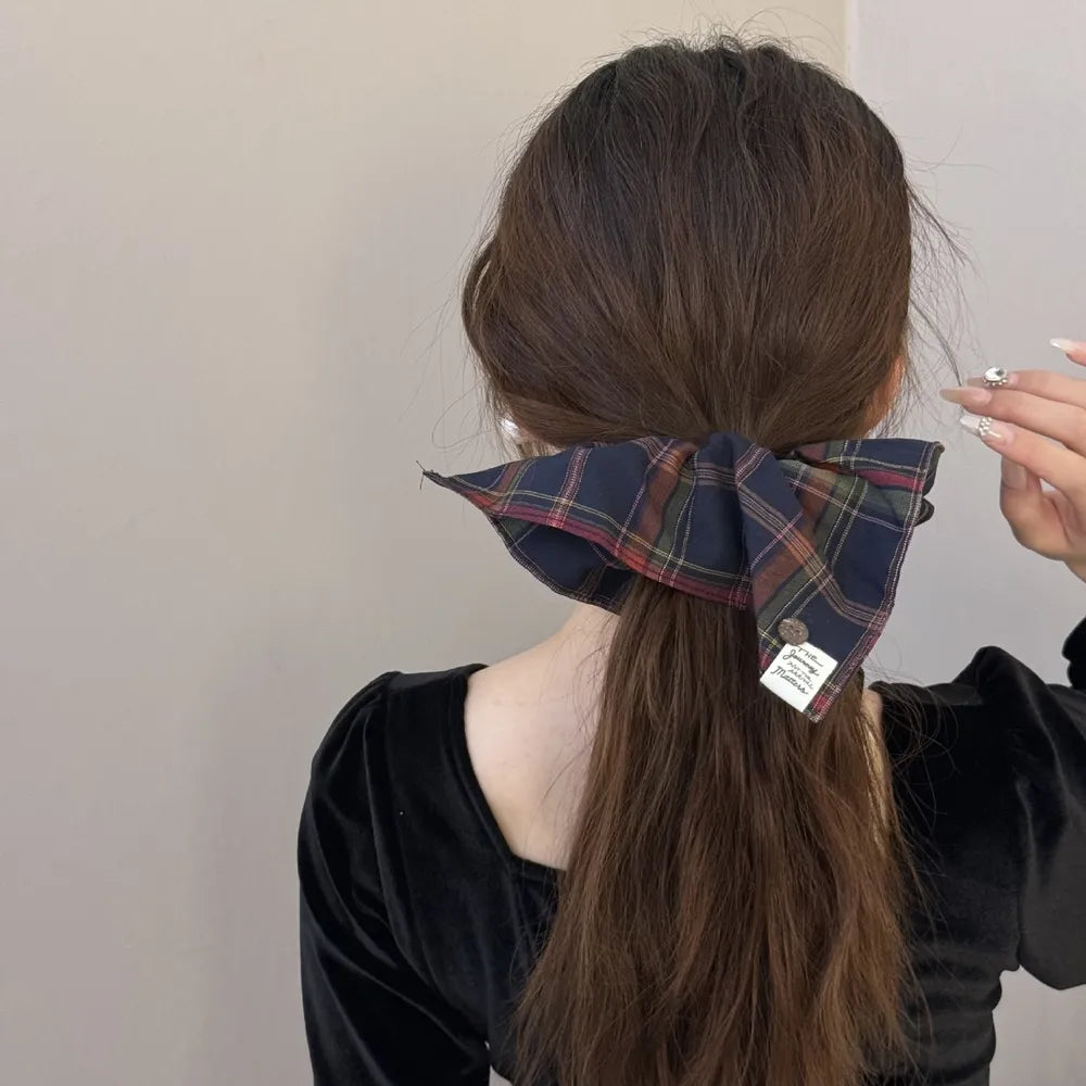 Contrast Plaid Elastic Hair Scrunchy - Lilixa.store
