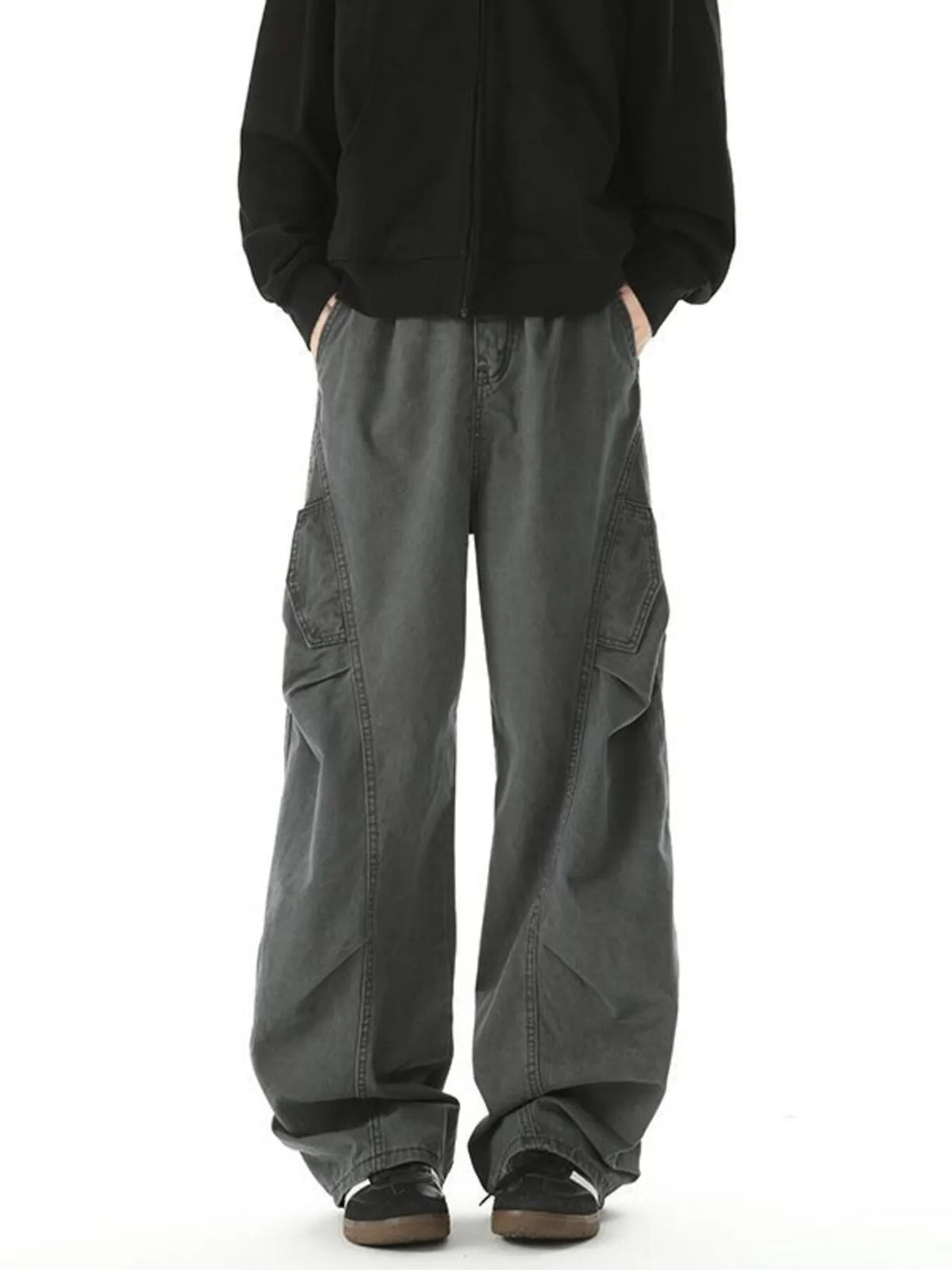 Men's Loose Fit Cargo Pants in Gray