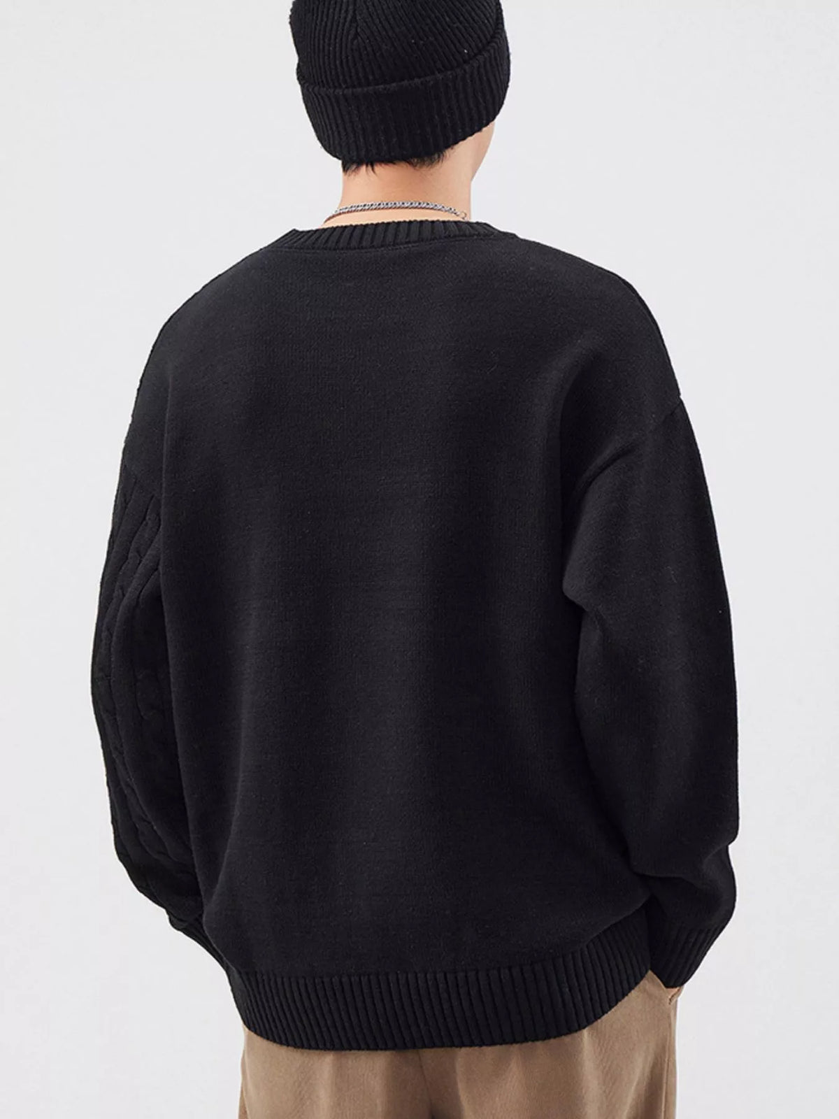 Men's Cable Knit Sweater Plus Size, view 4