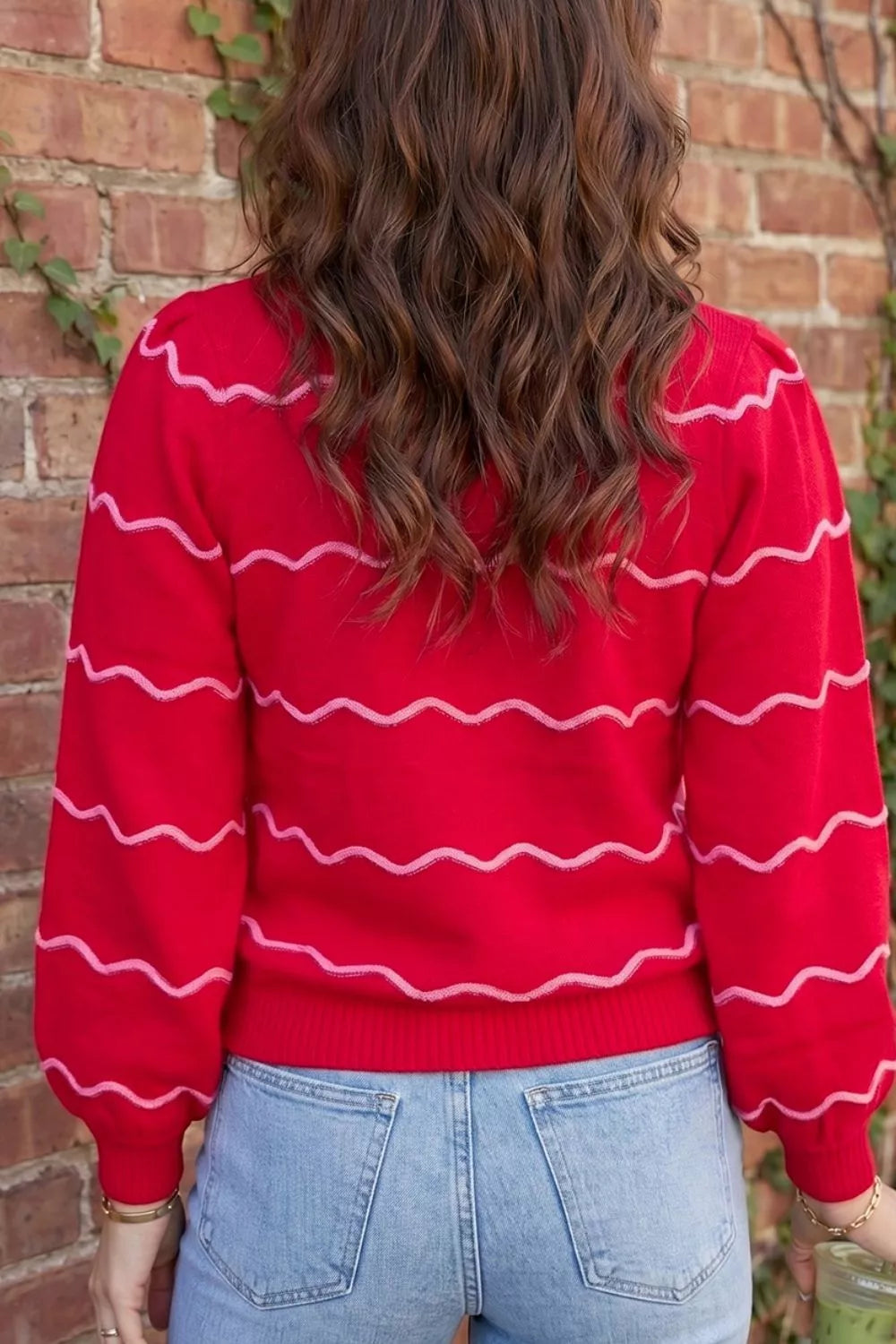 Striped Round Neck Long Sleeve Shift Pullover Sweater