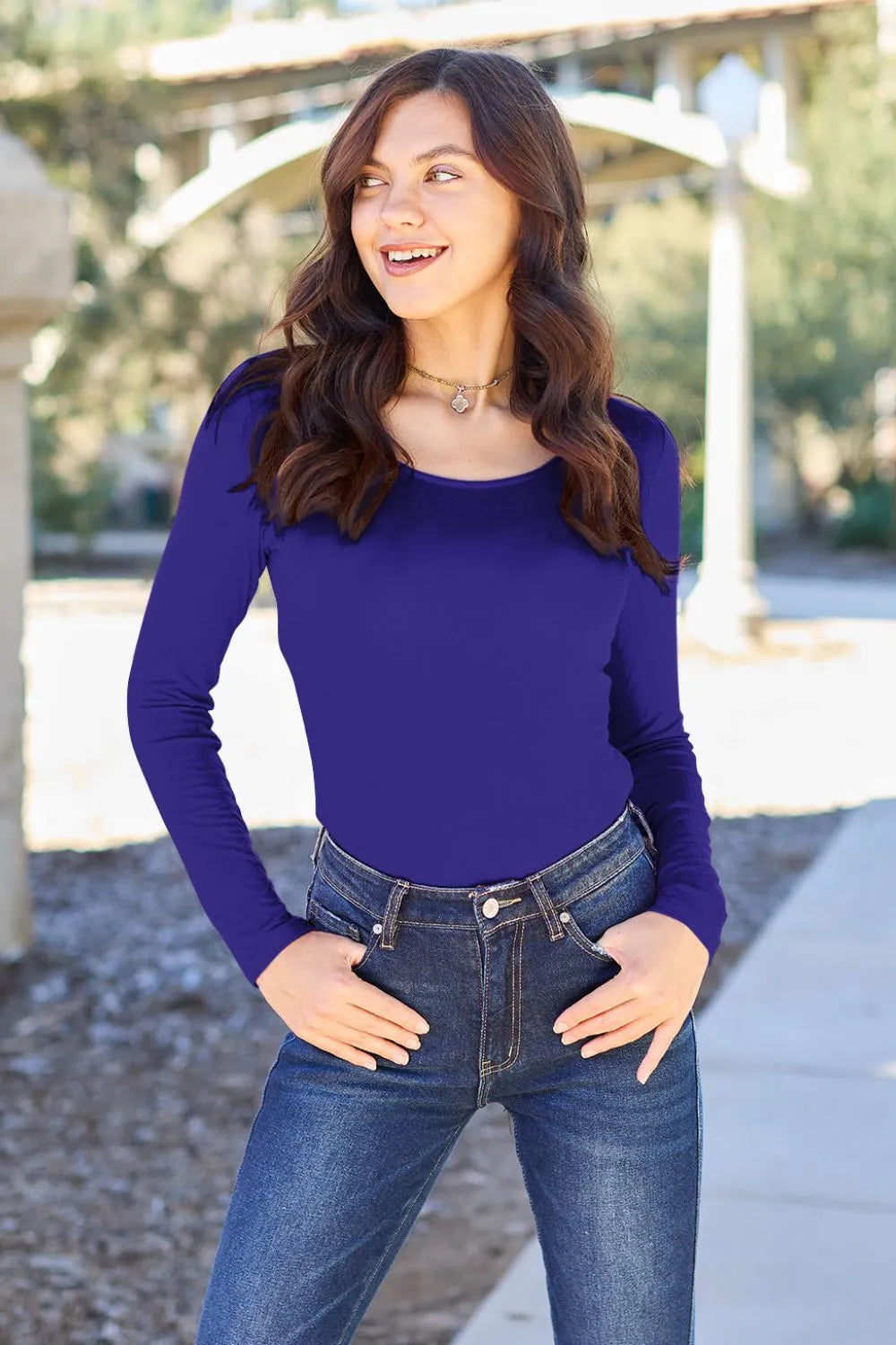 Basic Bae Full Size Round Neck Long Sleeve Bodysuit - Lilixa.store