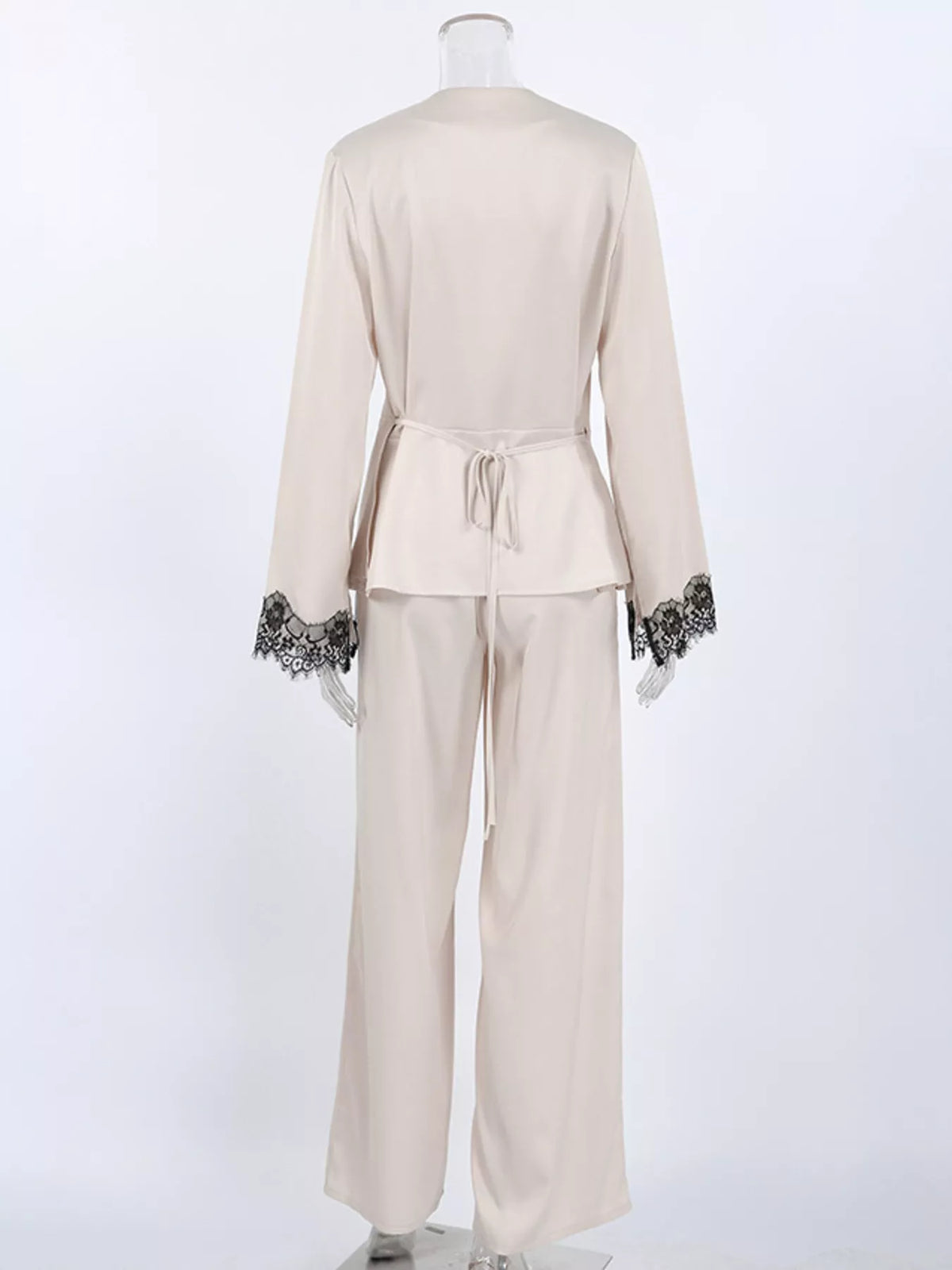 Lace Trim Wrap Top and Pants Set - Lilixa.store