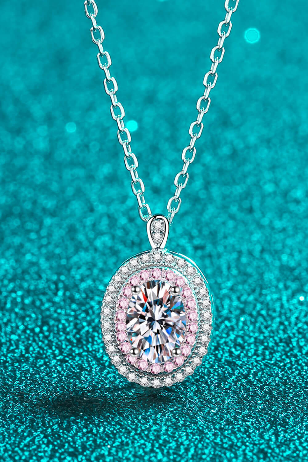 Adored 925 Sterling Silver Rhodium-Plated 1 Carat Moissanite Pendant Necklace, view 4