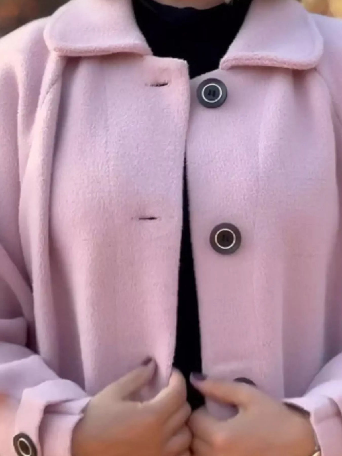 Full Size Button-Front Raglan Sleeve Coat Plus Size, view 7