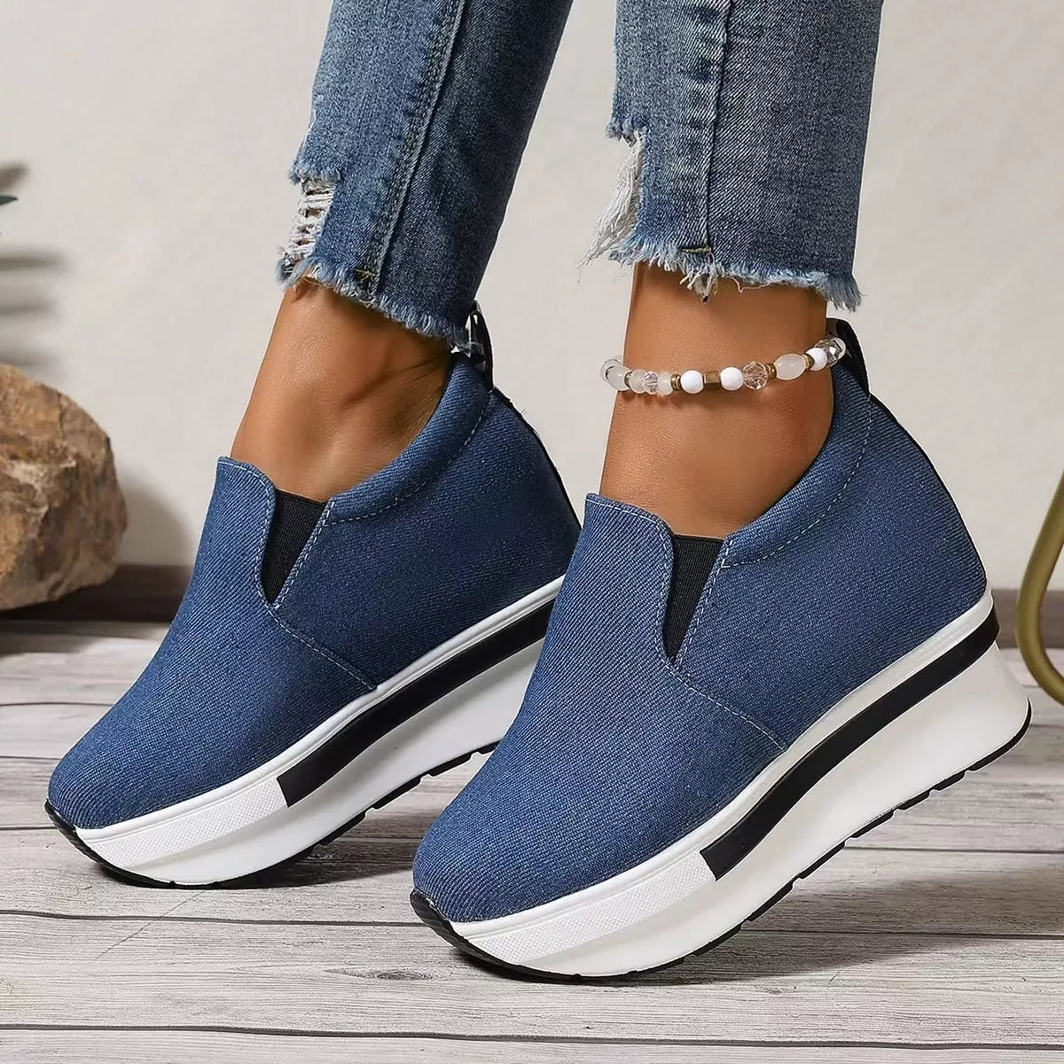 Round Toe Platform Slip-Ons - Lilixa.store