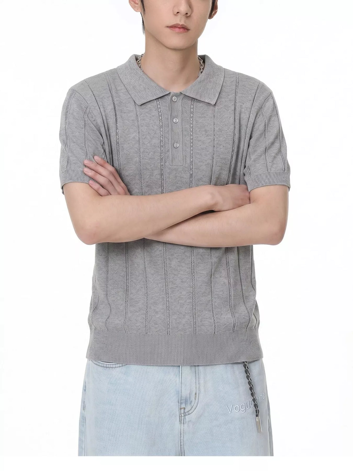 Men's Button Detail Short Sleeve Polo