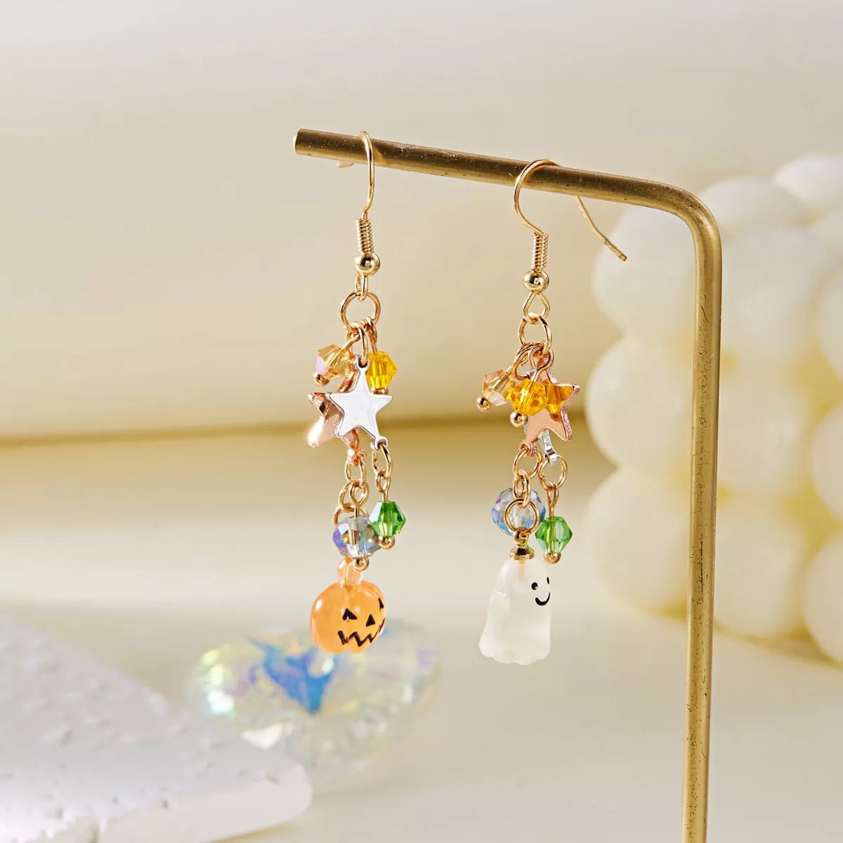 Halloween Asymmetrical Pumpkin Ghost Earrings - Lilixa.store