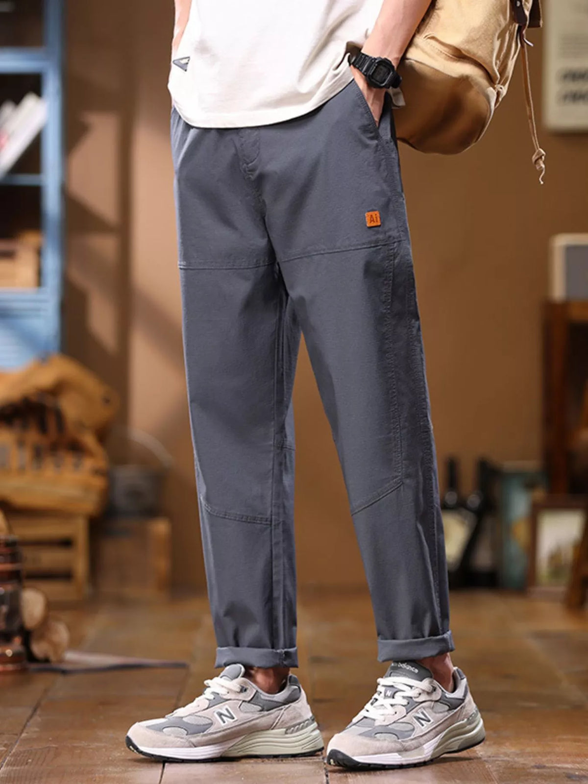 Men's Full Size Loose Fit Pants Plus Size in Grey
