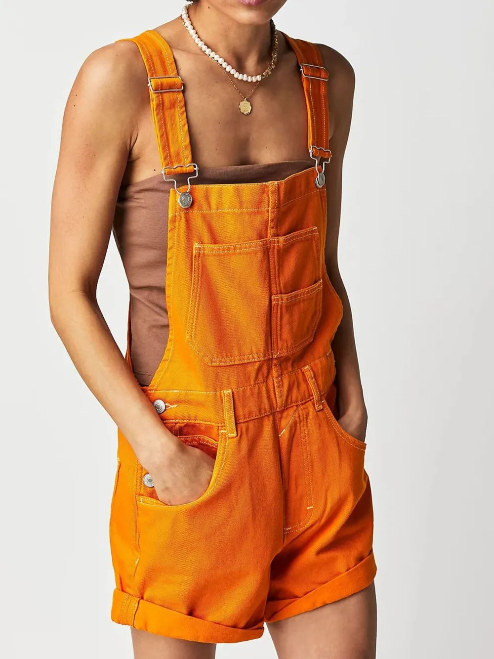 Square Neck Wide Strap Denim Overalls - Lilixa.store