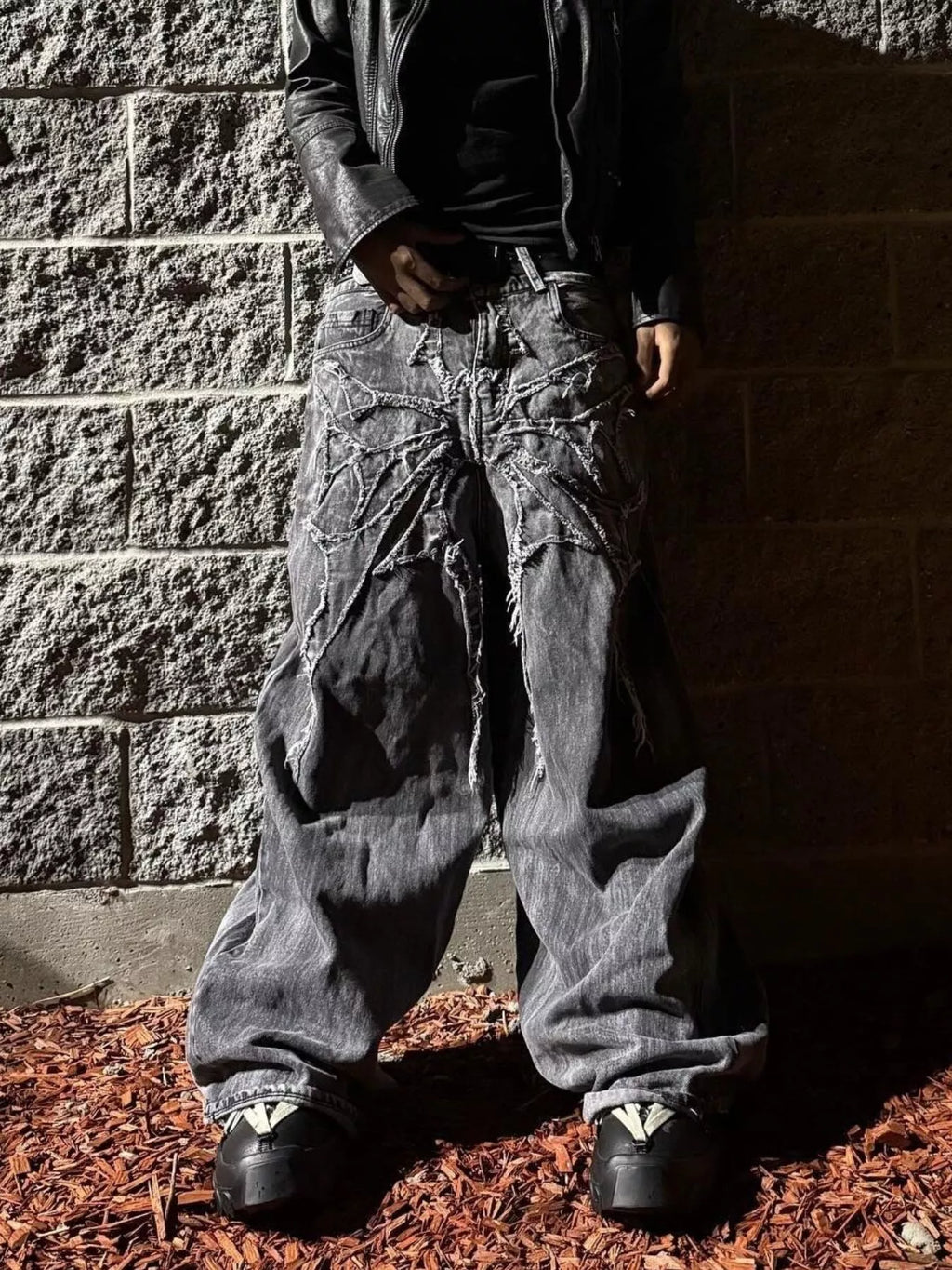 Men's Full Size Spider Wide-Leg Streetwear Jeans Plus Size - Lilixa.store