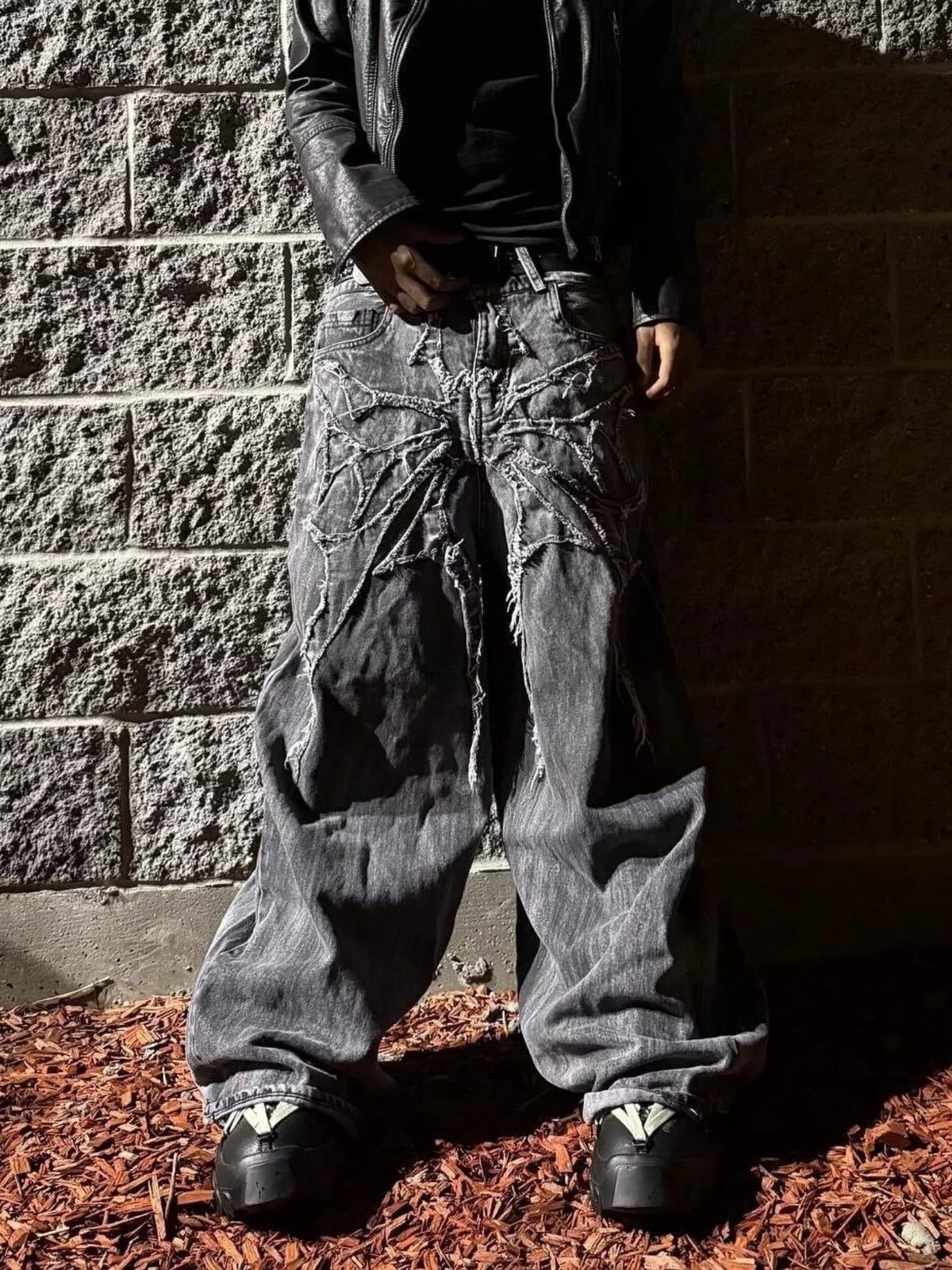 Men's Full Size Spider Wide-Leg Streetwear Jeans Plus Size - Lilixa.store