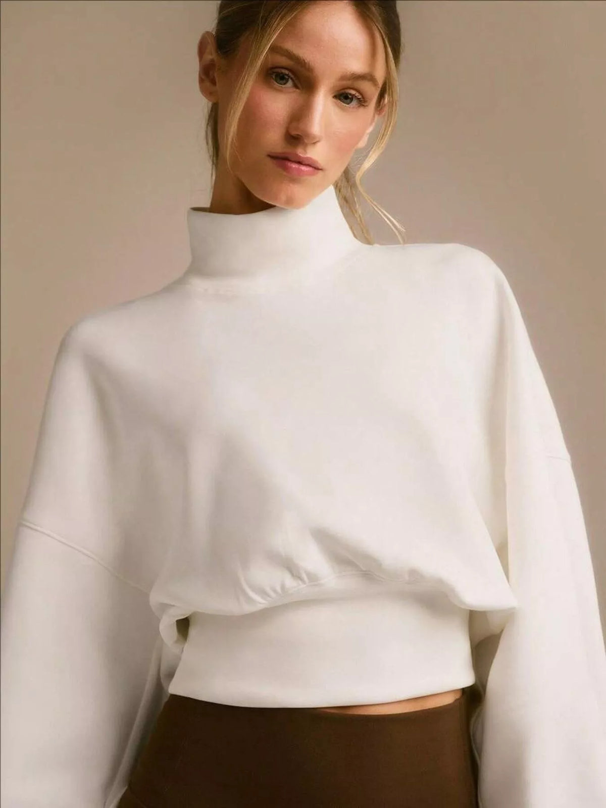 Turtleneck Dropped Shoulder Sweatshirt - Lilixa.store