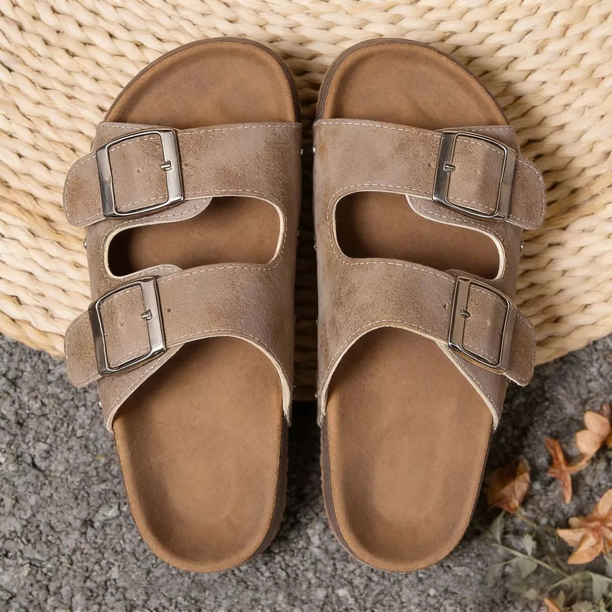 Double Buckle Open Toe Platform Sandals, view 4