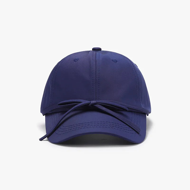 Tied Bow Cotton Baseball Cap - Lilixa.store