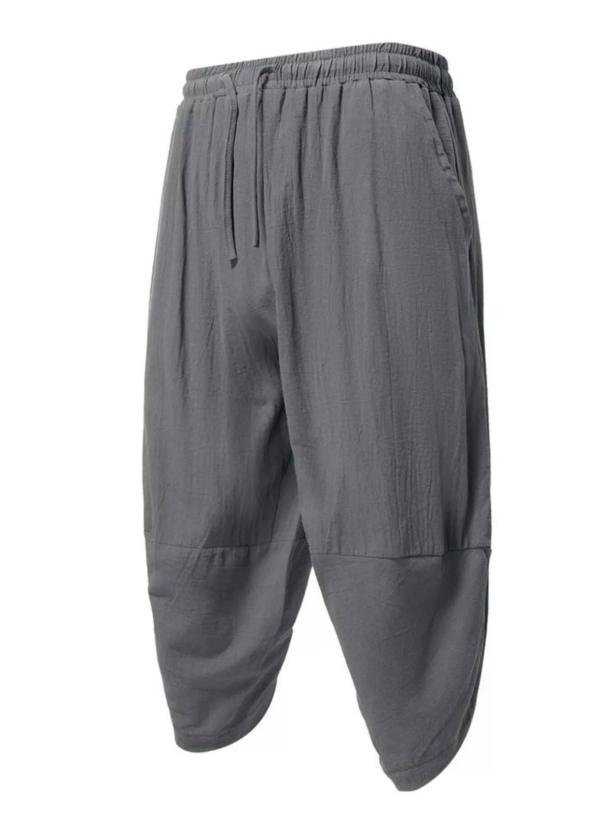 Men's Plus Size Loose Fit Cropped Pants in Grey