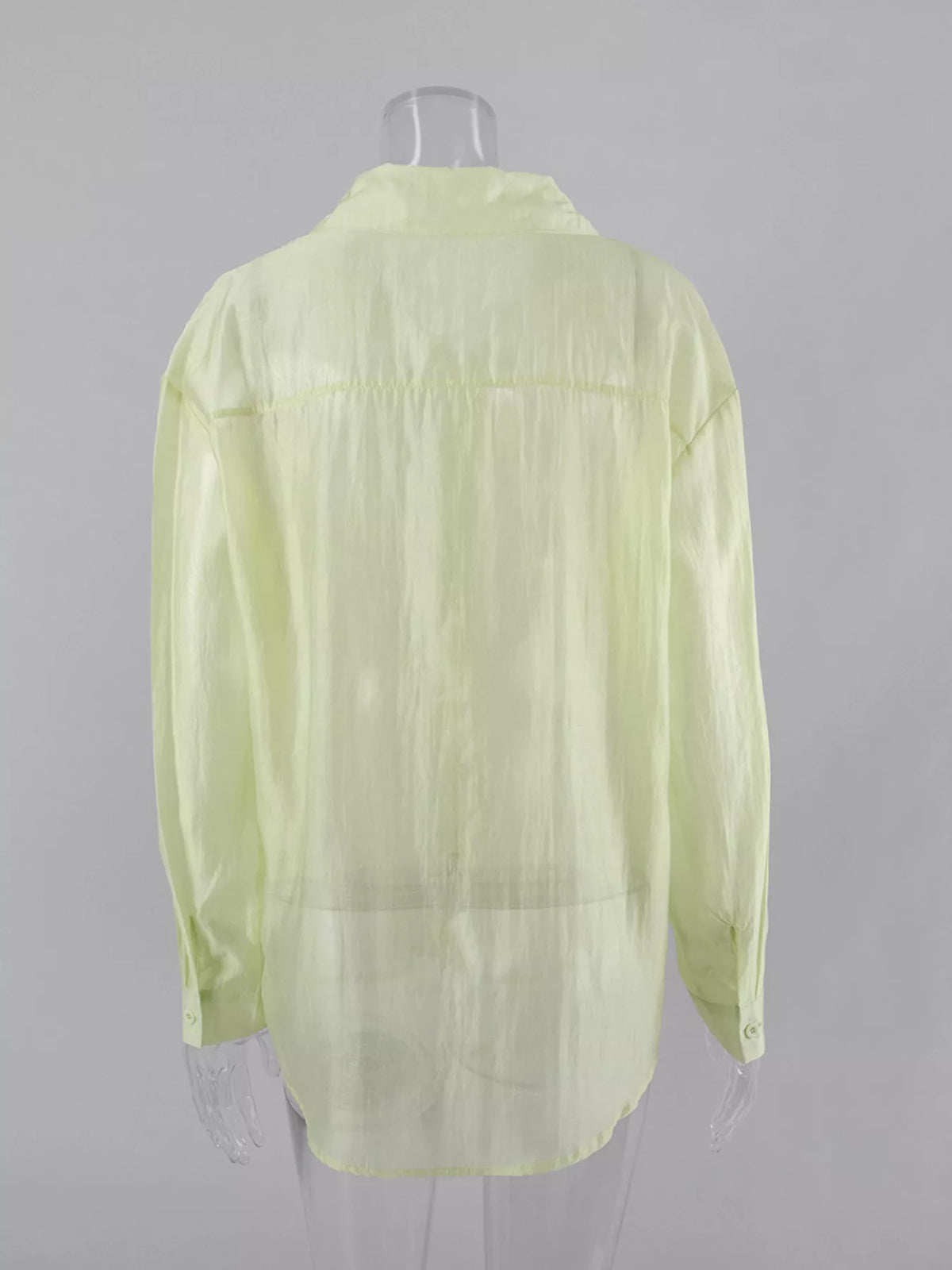 Sheer Oversized Button-Up Shirt, view 6