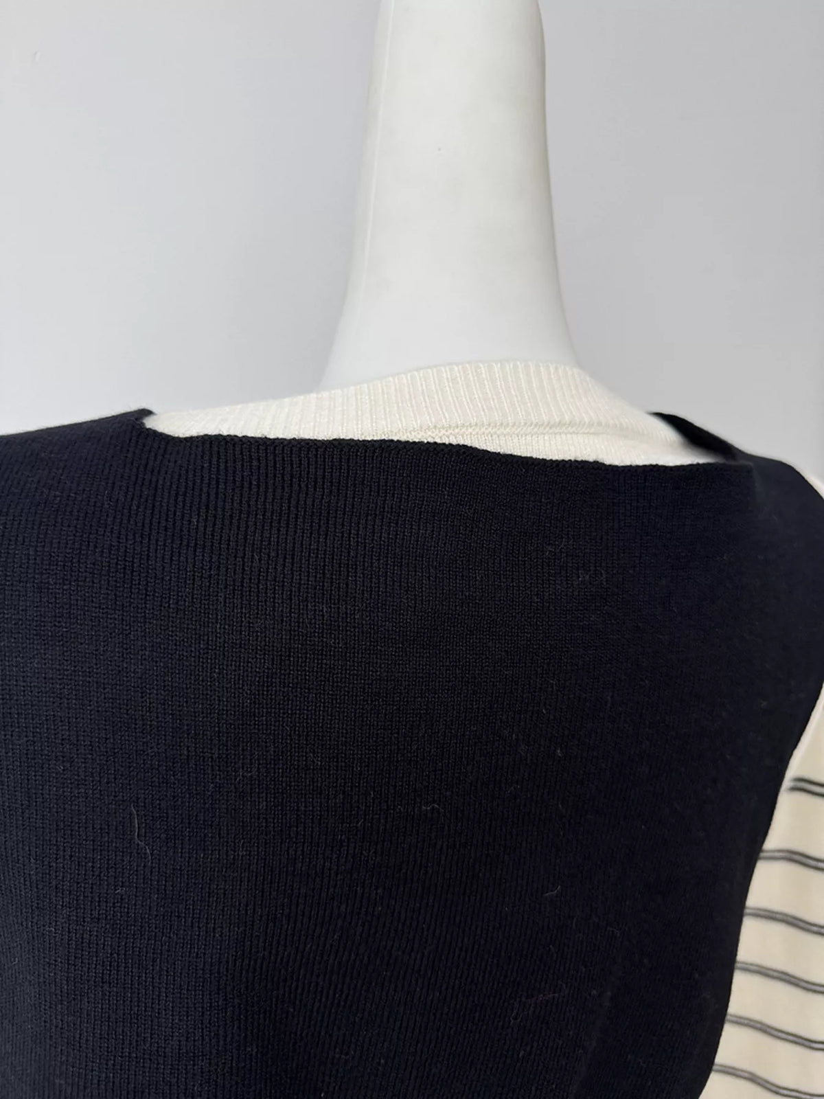 Classic Striped Crewneck Knit Top with Layered Sweater Detail, view 8