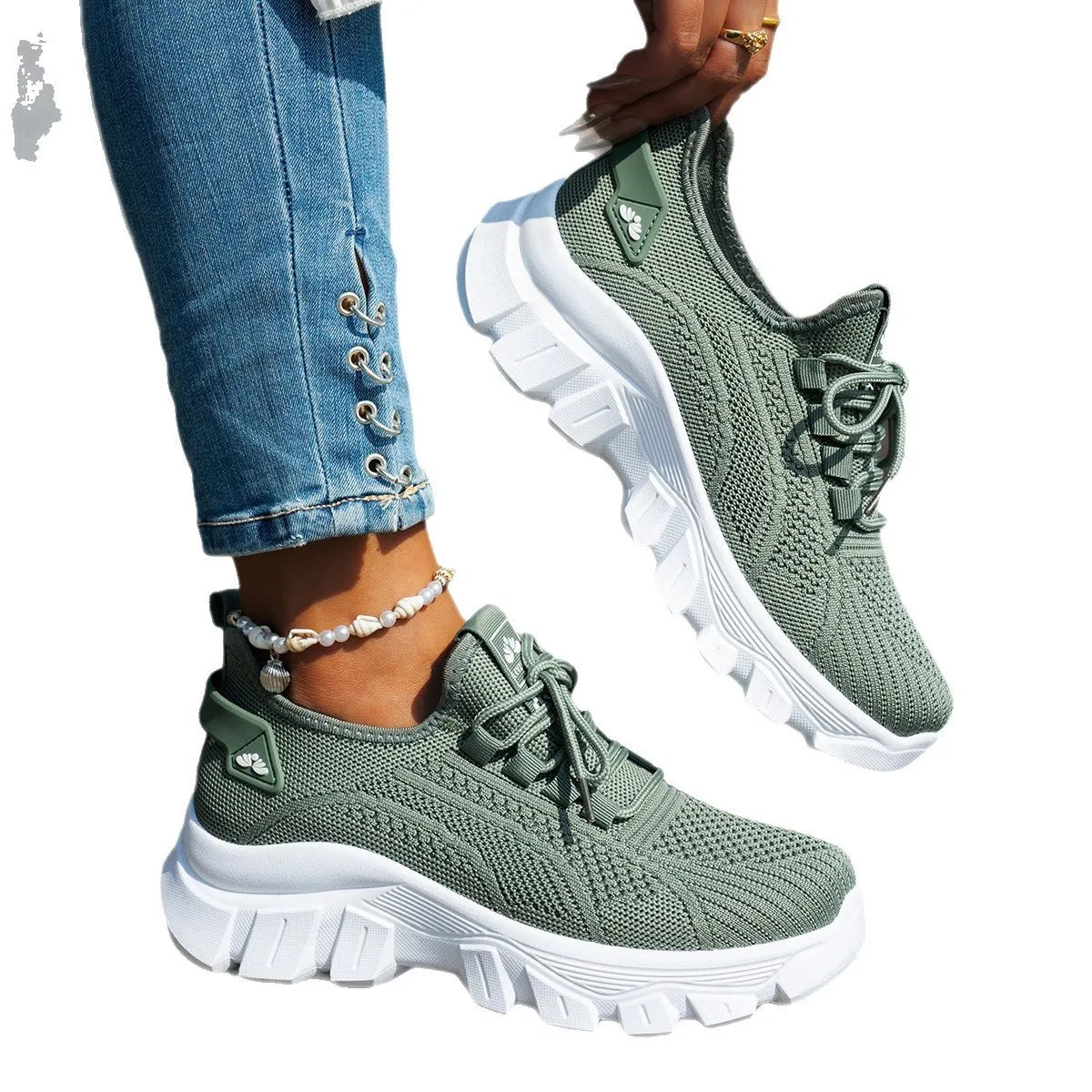 Mesh Lace Up Platform Athletic - Lilixa.store