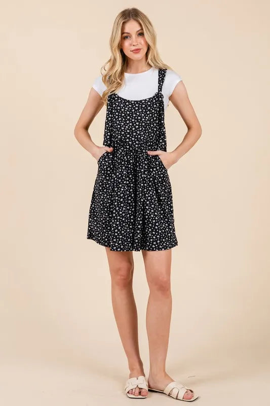 BOMBOM Floral Print Overalls with Pockets - Lilixa.store