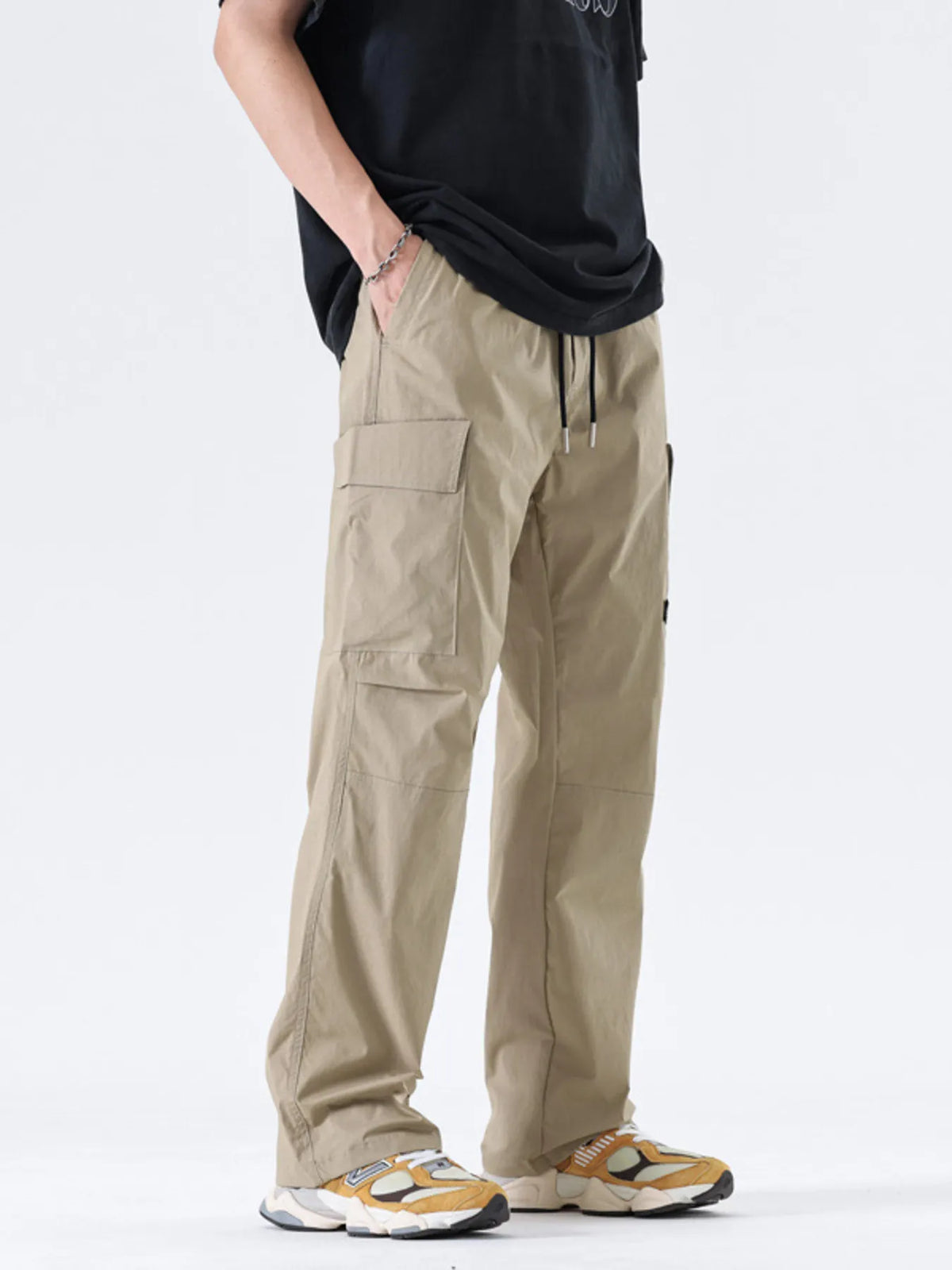 Men's Full Size Drawstring Wide Leg Cargo Pants Plus Size, view 2