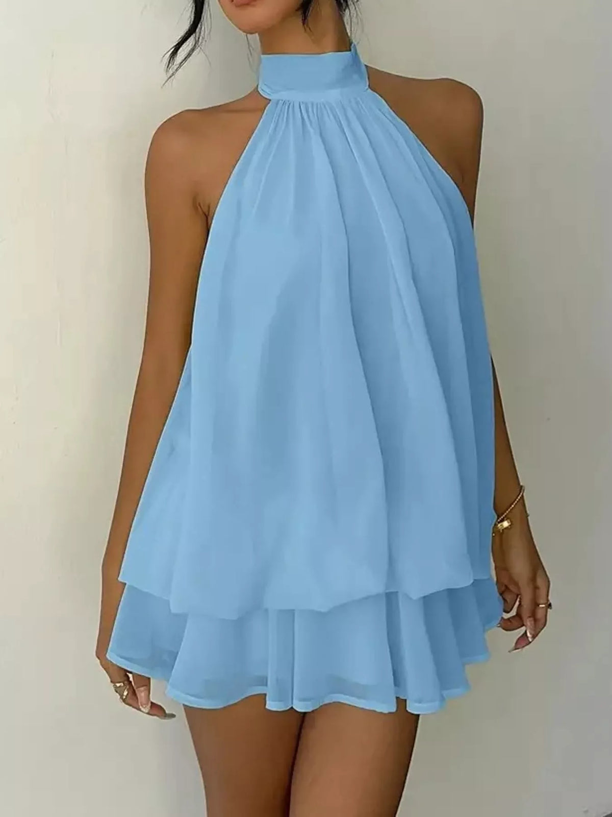 Halter Neck Ruched Mini Dress, view 24