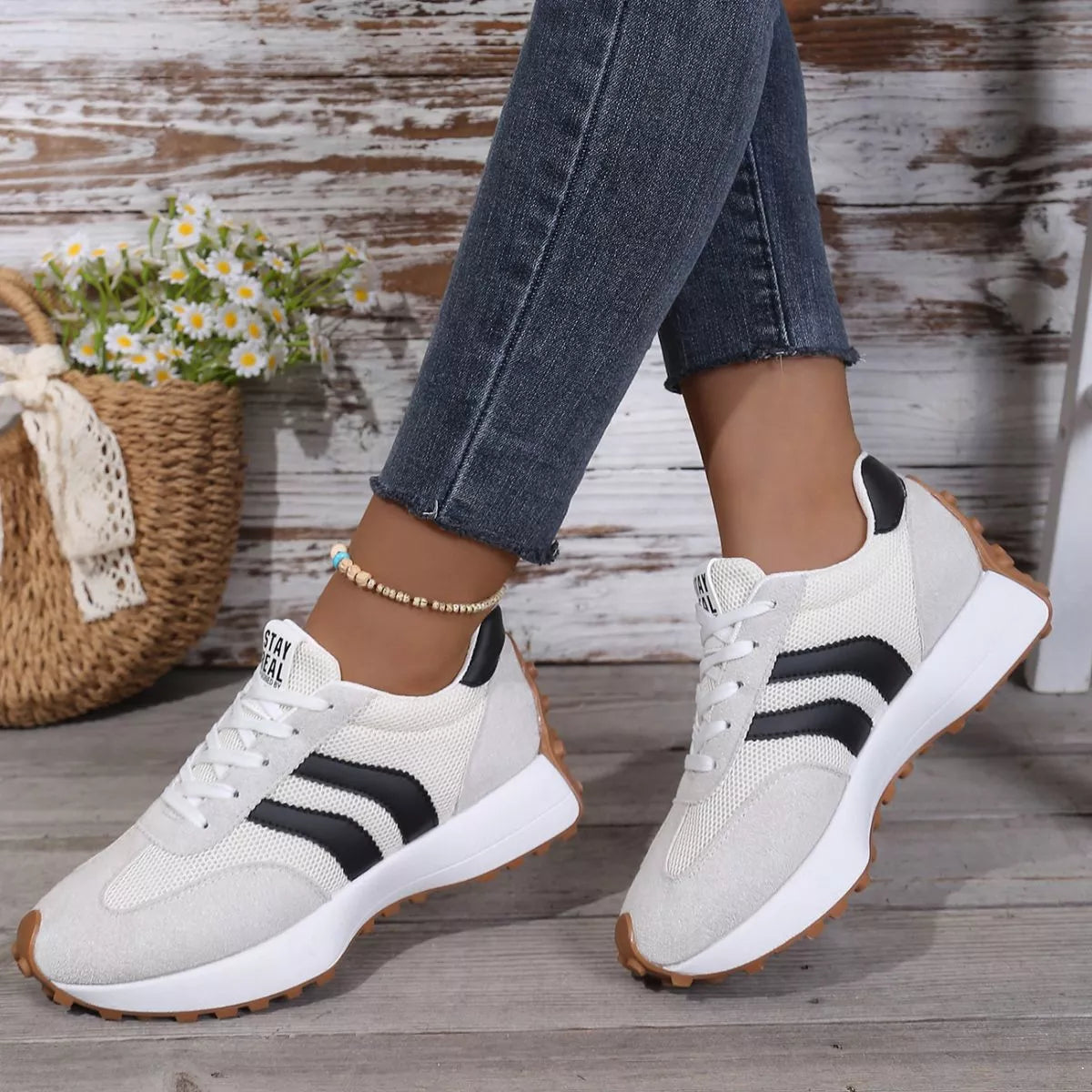 Lace Up Round Toe Sneakers - Lilixa.store