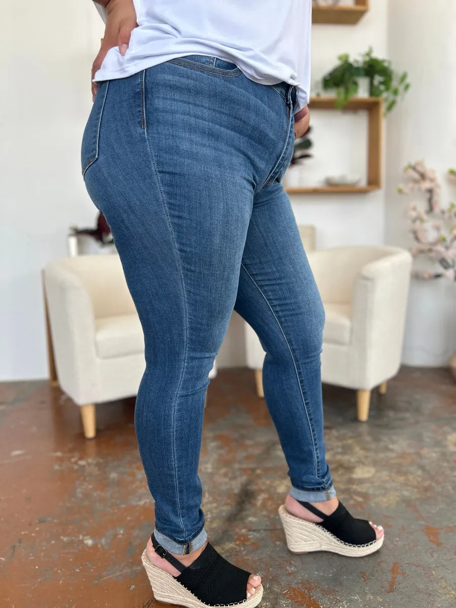 Judy Blue Full Size Cuffed Hem Skinny Jeans - Lilixa.store