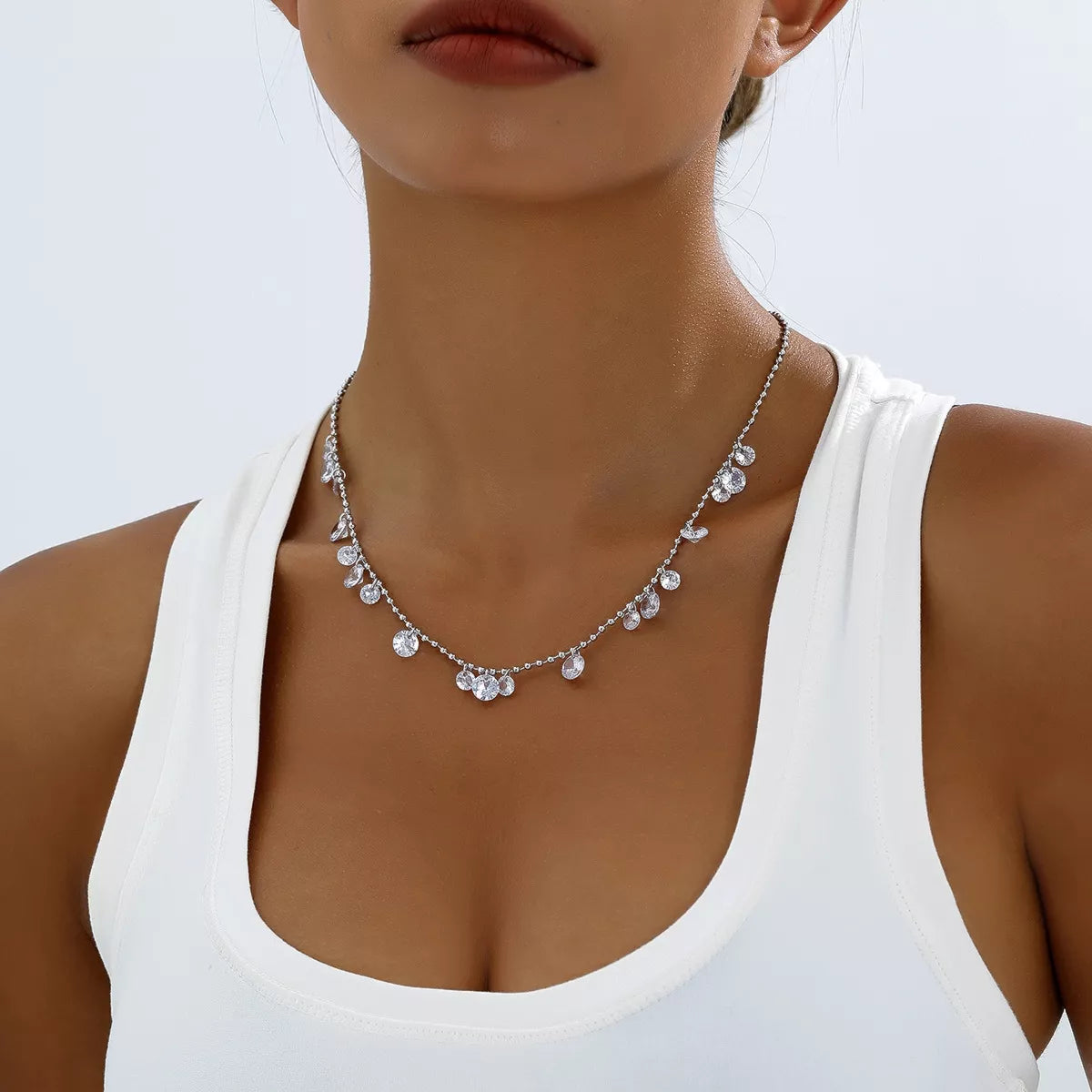 Sparkling Zircon Drop Necklace - Lilixa.store