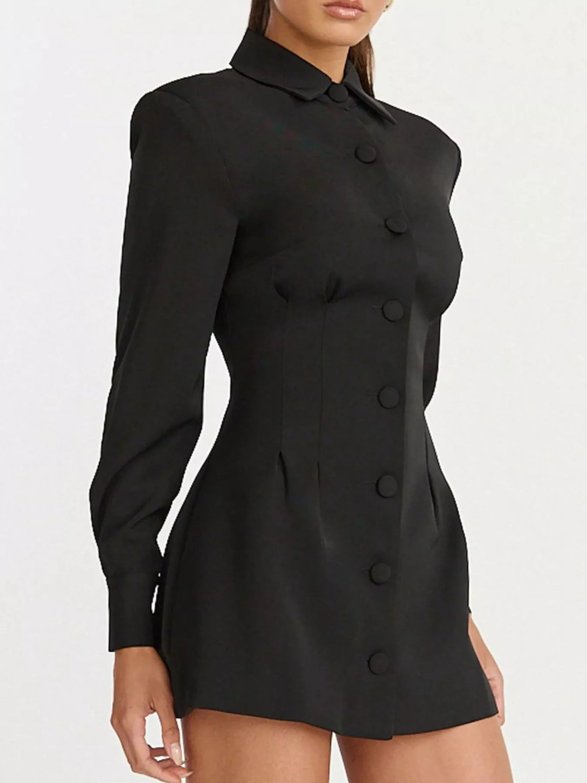 Corset-Style Button-Down Blazer Dress, view 3