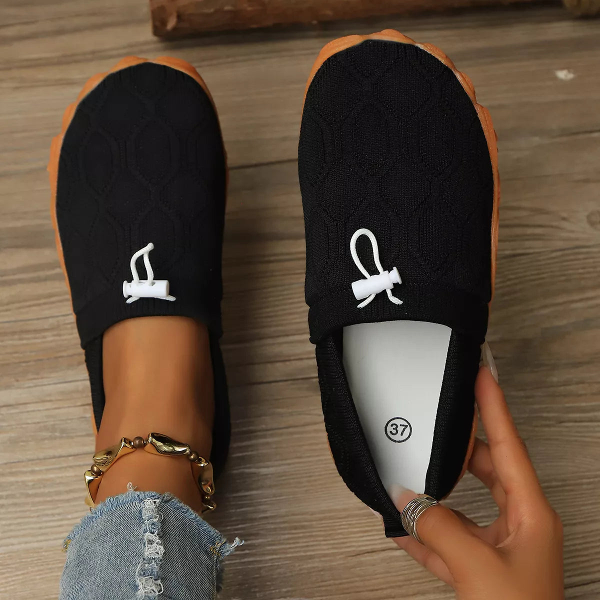 Round Toe Drawstring Slip-Ons - Lilixa.store