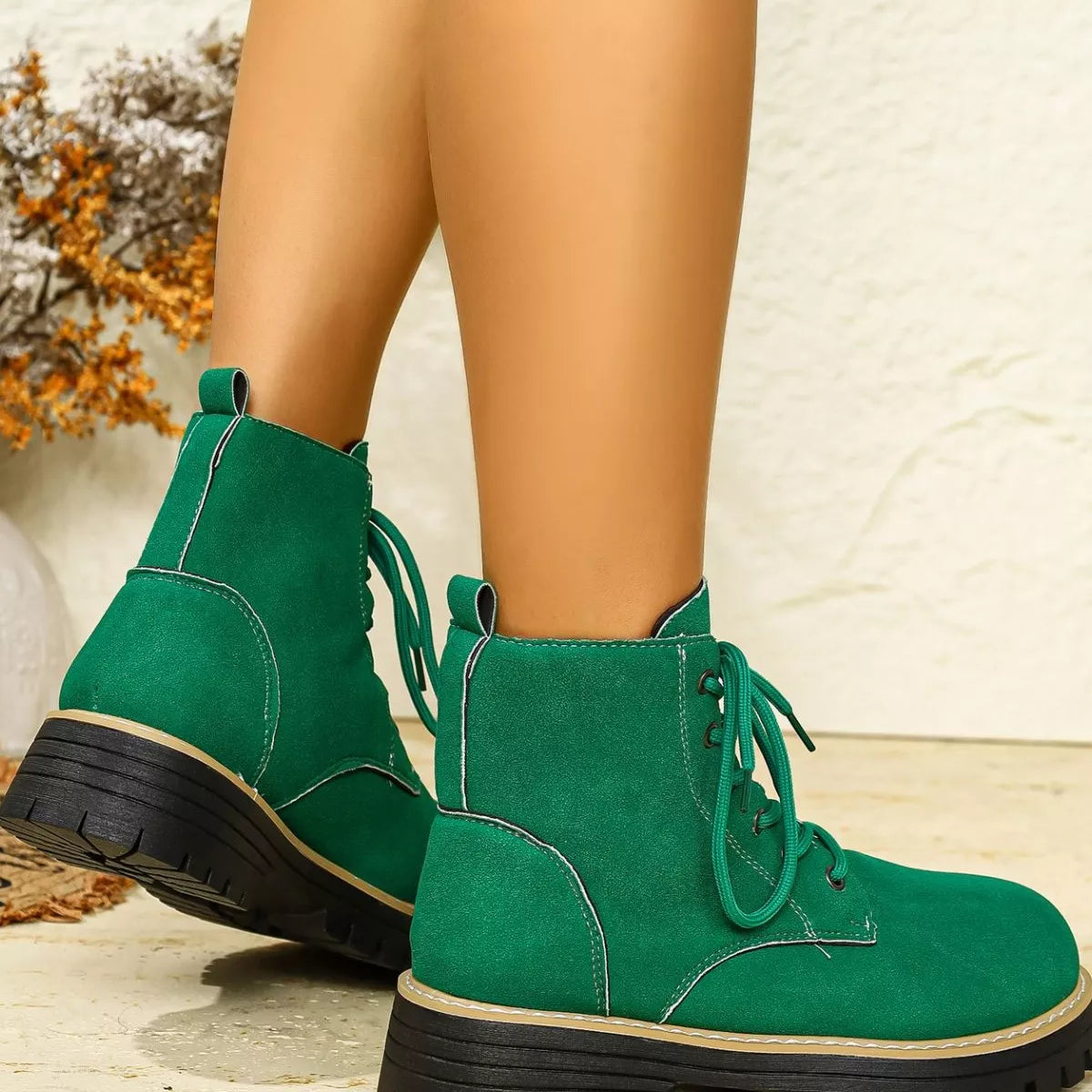 Round Toe Lace Up Boots, view 16