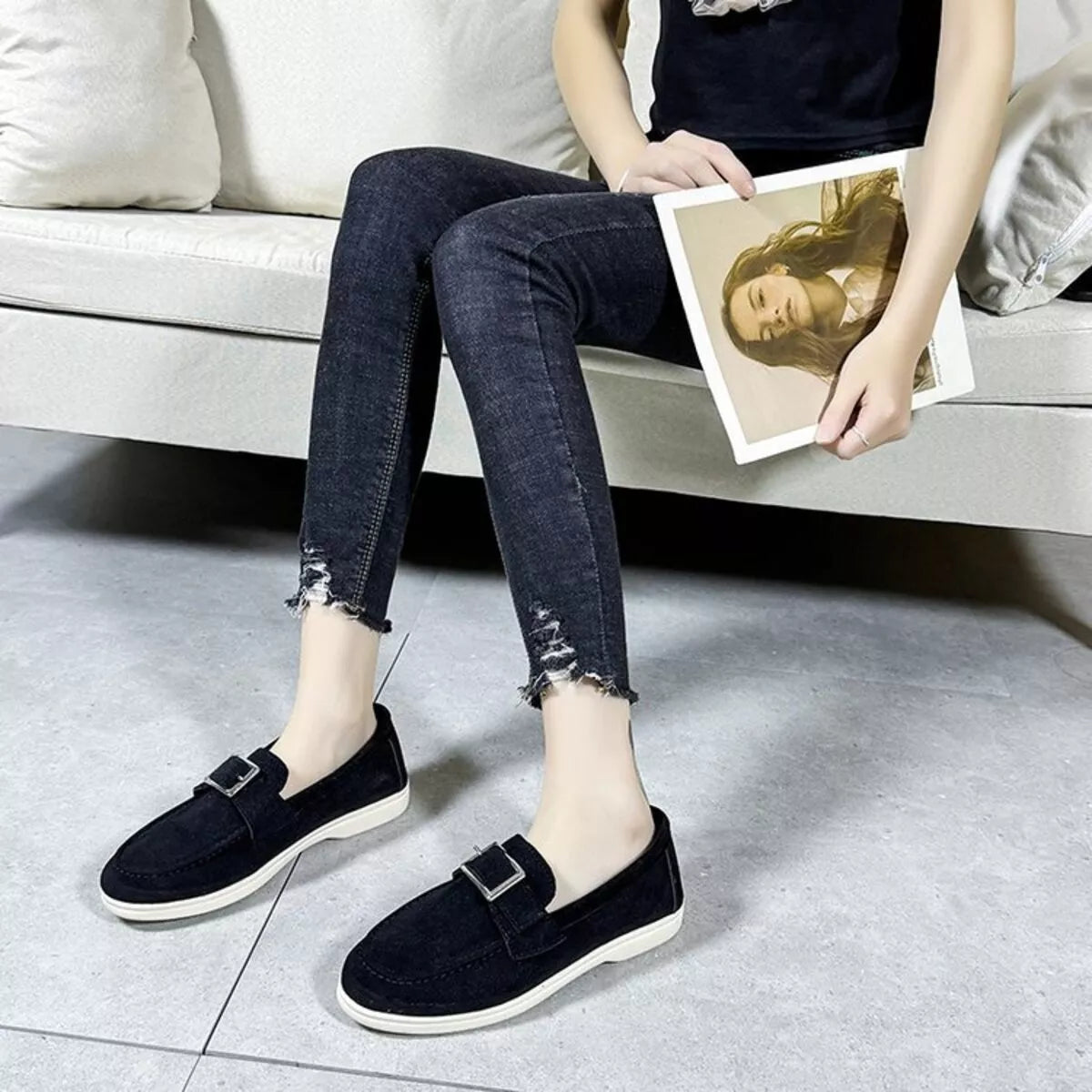 Round Toe Flats Slip-Ons, view 3