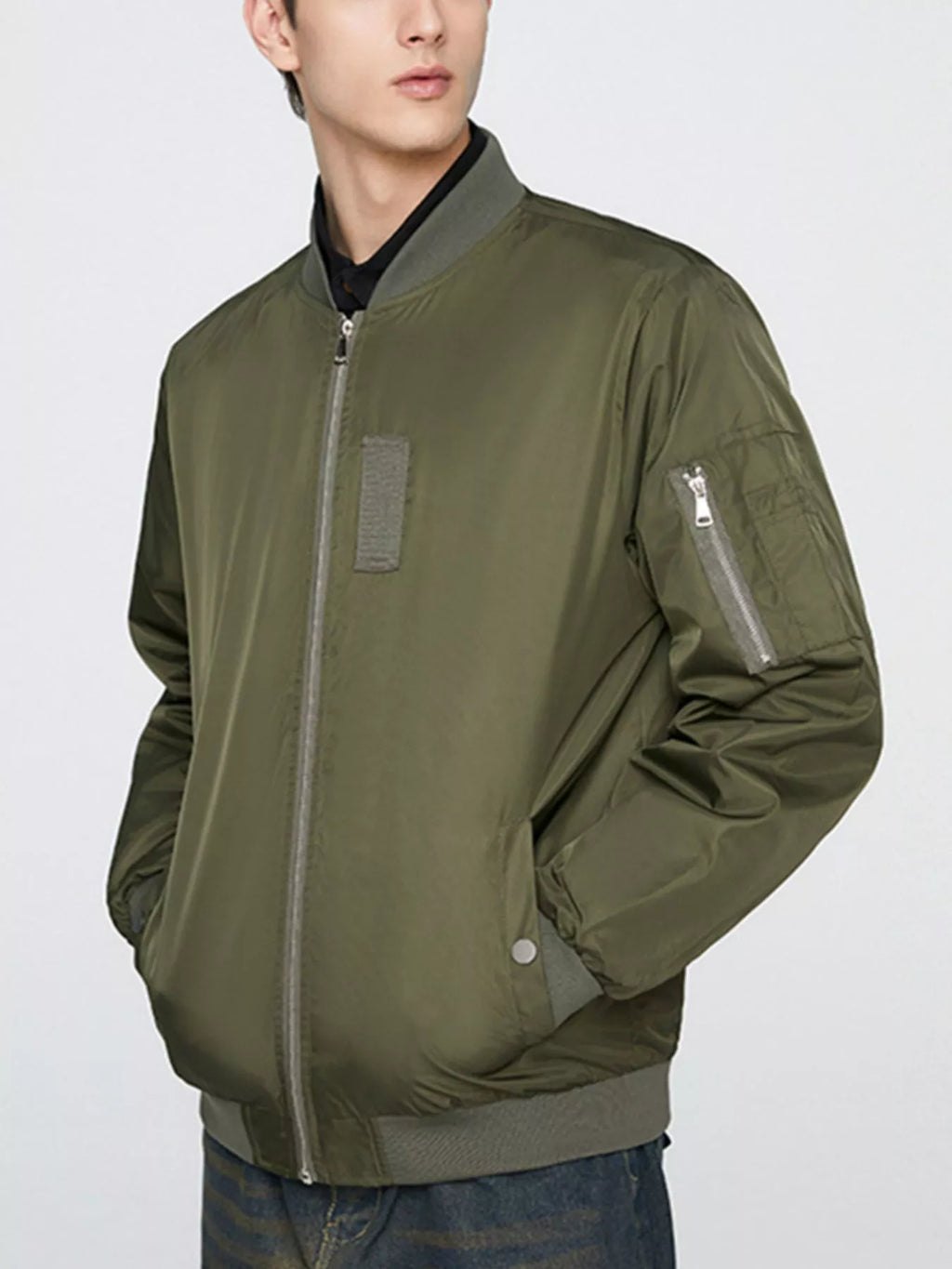 Men's Plus Size Zip Up Lightweight Bomber Jacket, view 2