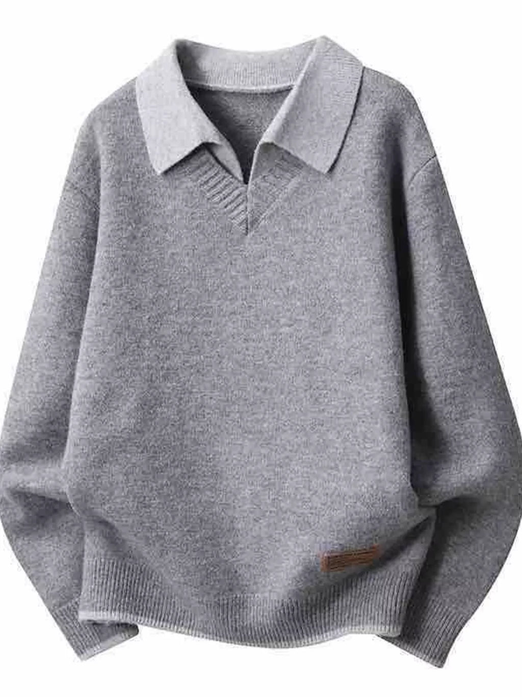 Men's Plus Size Polo Collar Long Sleeve Sweater - Lilixa.store