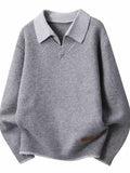Men's Plus Size Polo Collar Long Sleeve Sweater - Lilixa.store