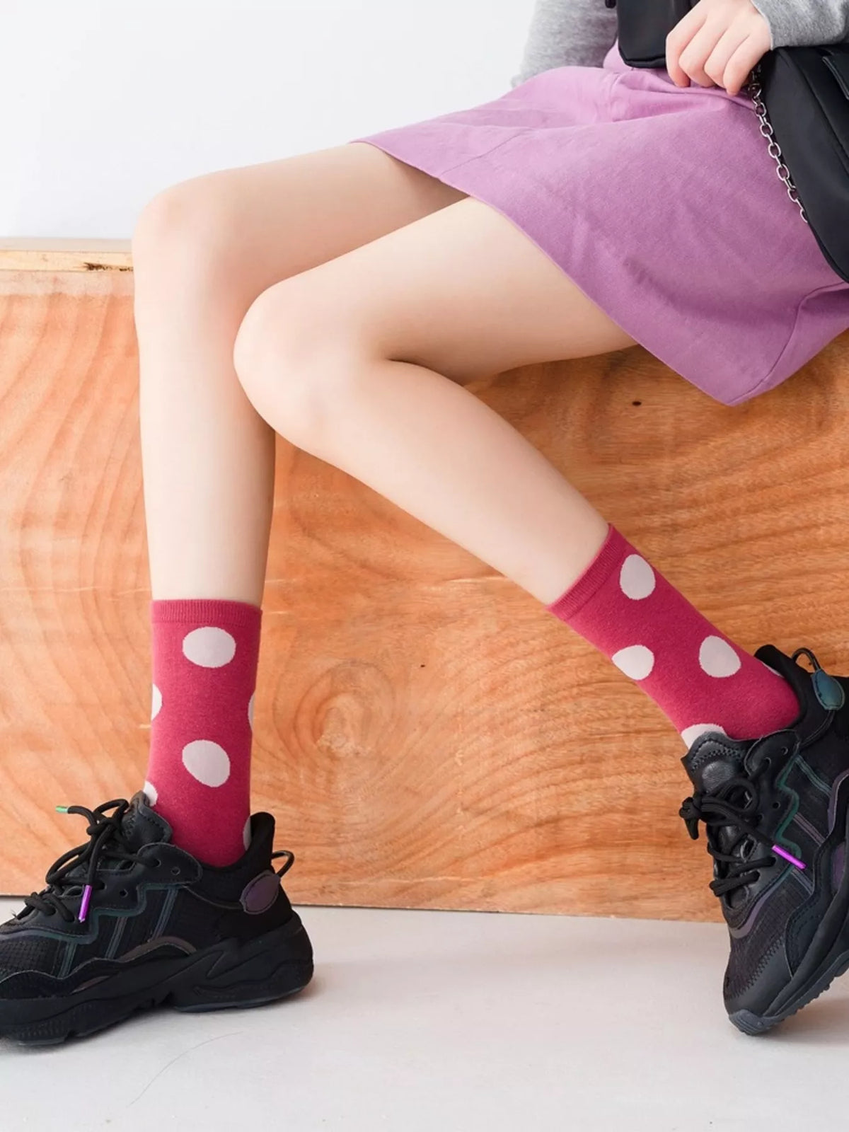 Polka Dot Mid-Calf Cotton Socks