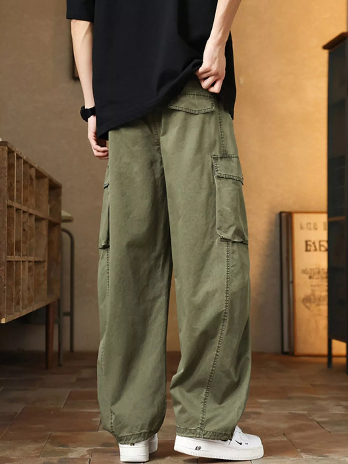 Men's Plus Size Casual Loose Fit Cargo Pants, view 9