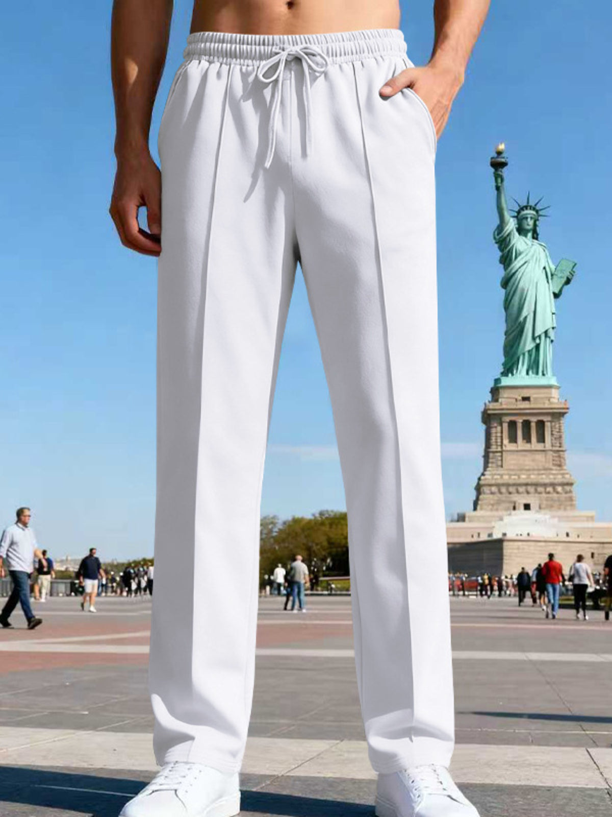 Men's Full Size Drawstring Straight Leg Pants Plus Size