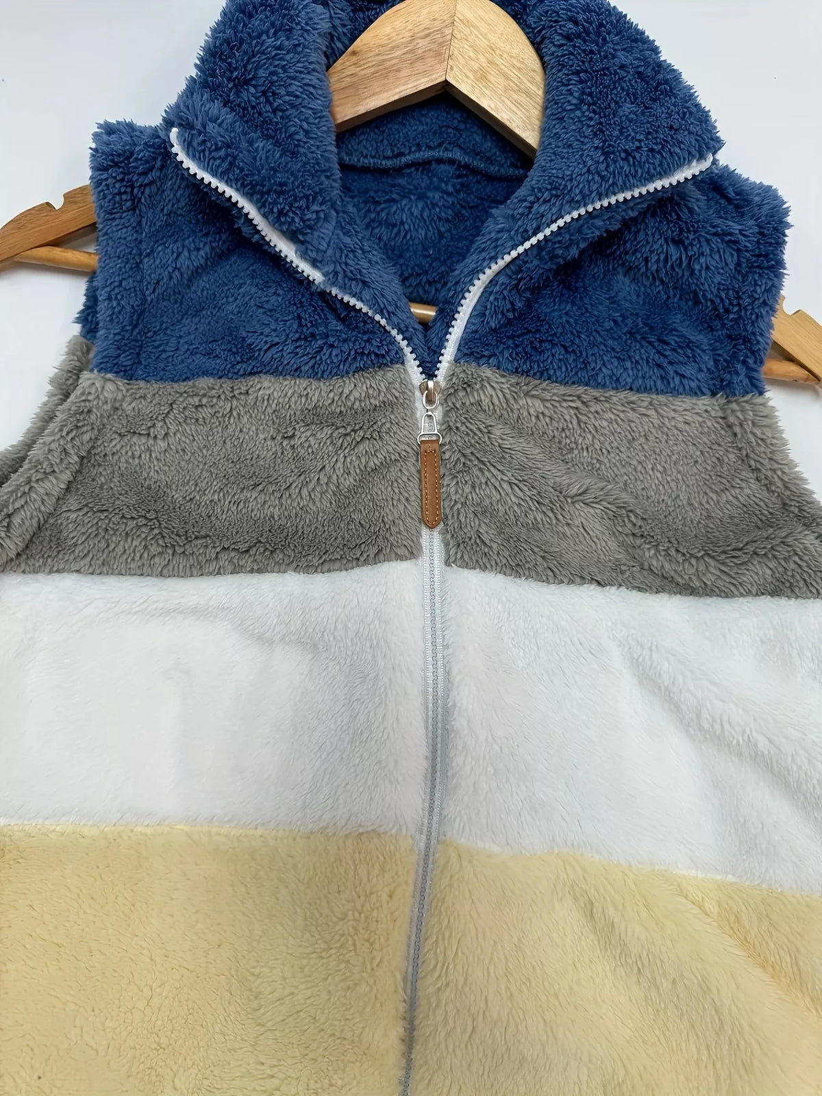 Color Block Zip Up Vest Coat - Lilixa.store