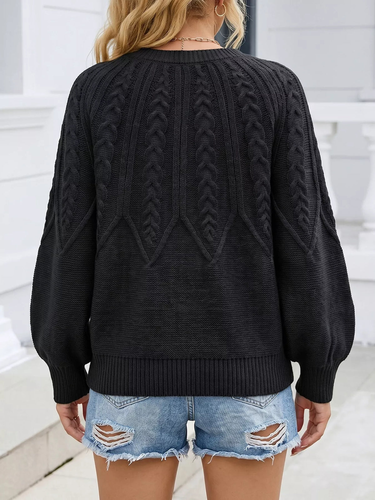 Cable-Knit Round Neck Sweater