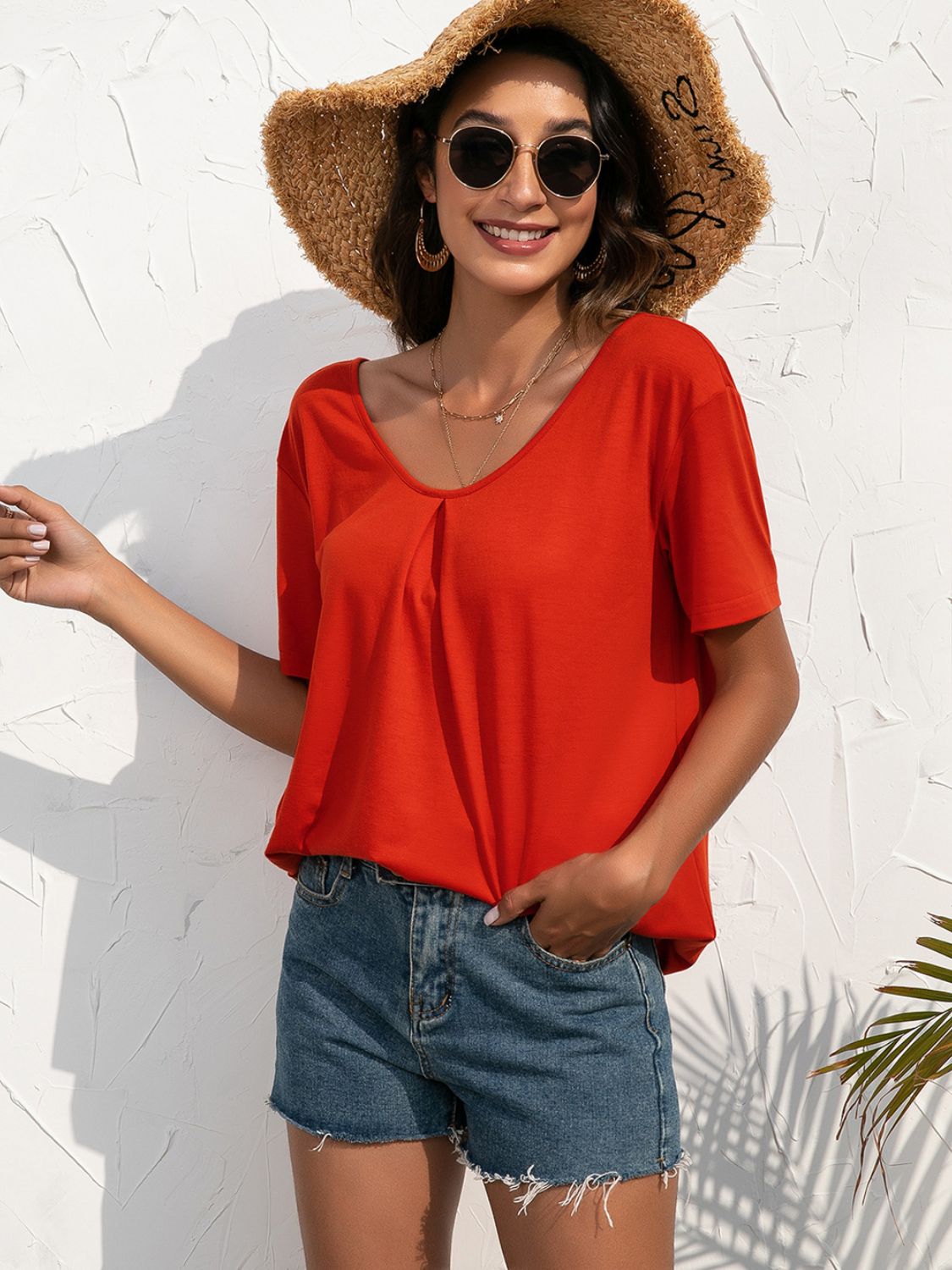 Ivy Lane Lace Trim Short Sleeve Top, view 3