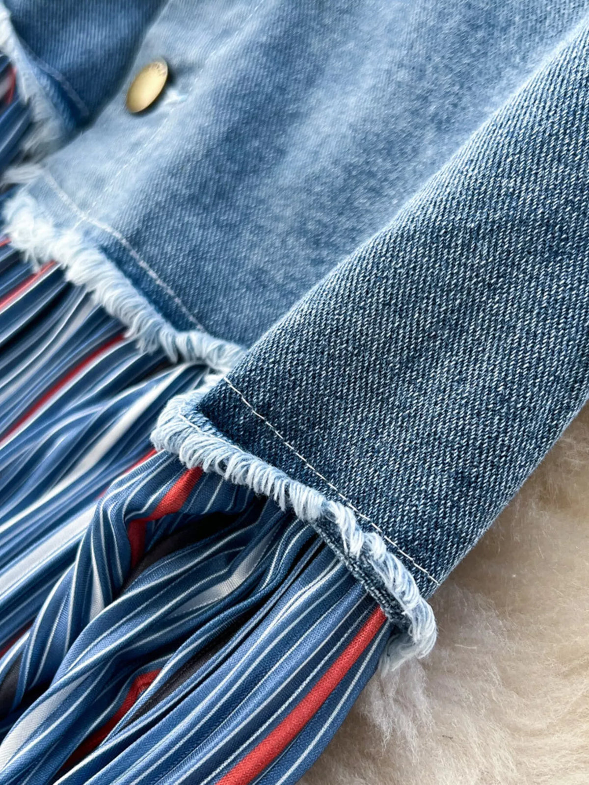 Full Size Striped Patchwork Denim Skirt Plus Size - Lilixa.store