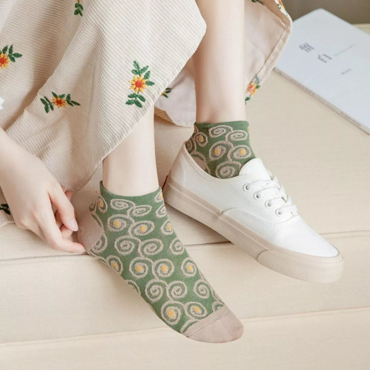 5 Pair Vintage Textured Ankle Socks Set - Lilixa.store