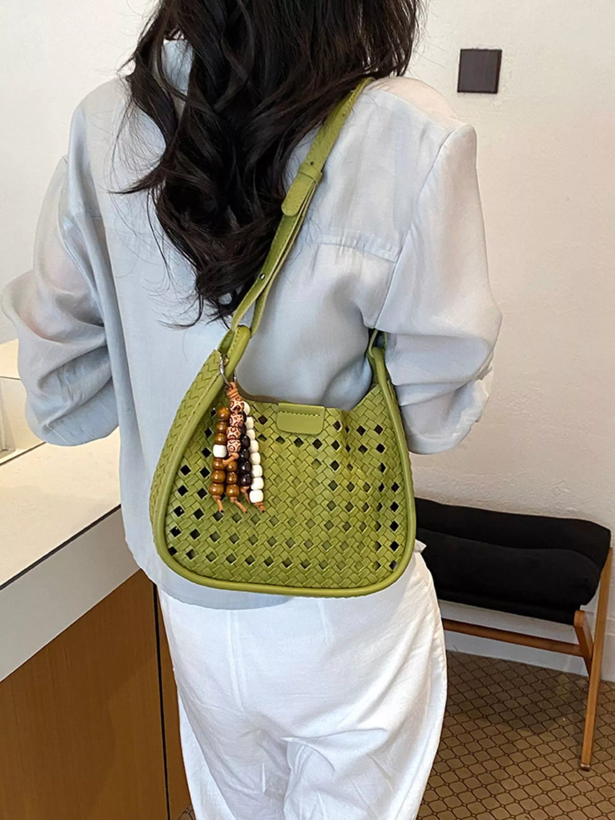 Woven Hollow-Out Shoulder Bag - Lilixa.store